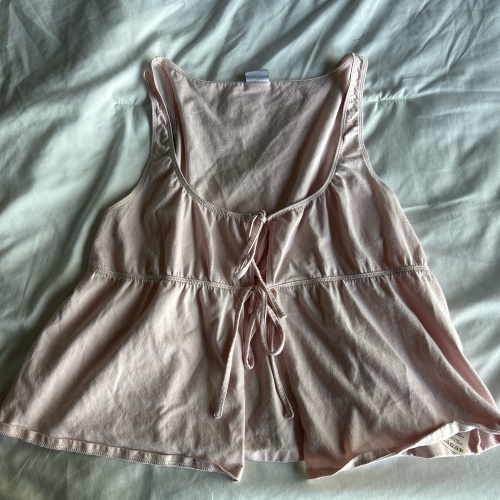 Sunday Best Light Pink Tie-Front Tank Top